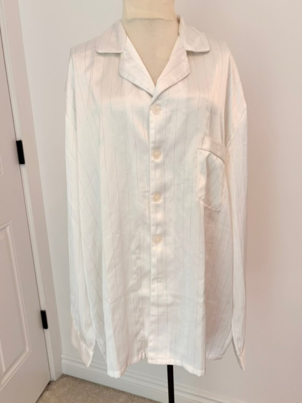 NWT Cream Satin Gold Pinstripe PJ Top